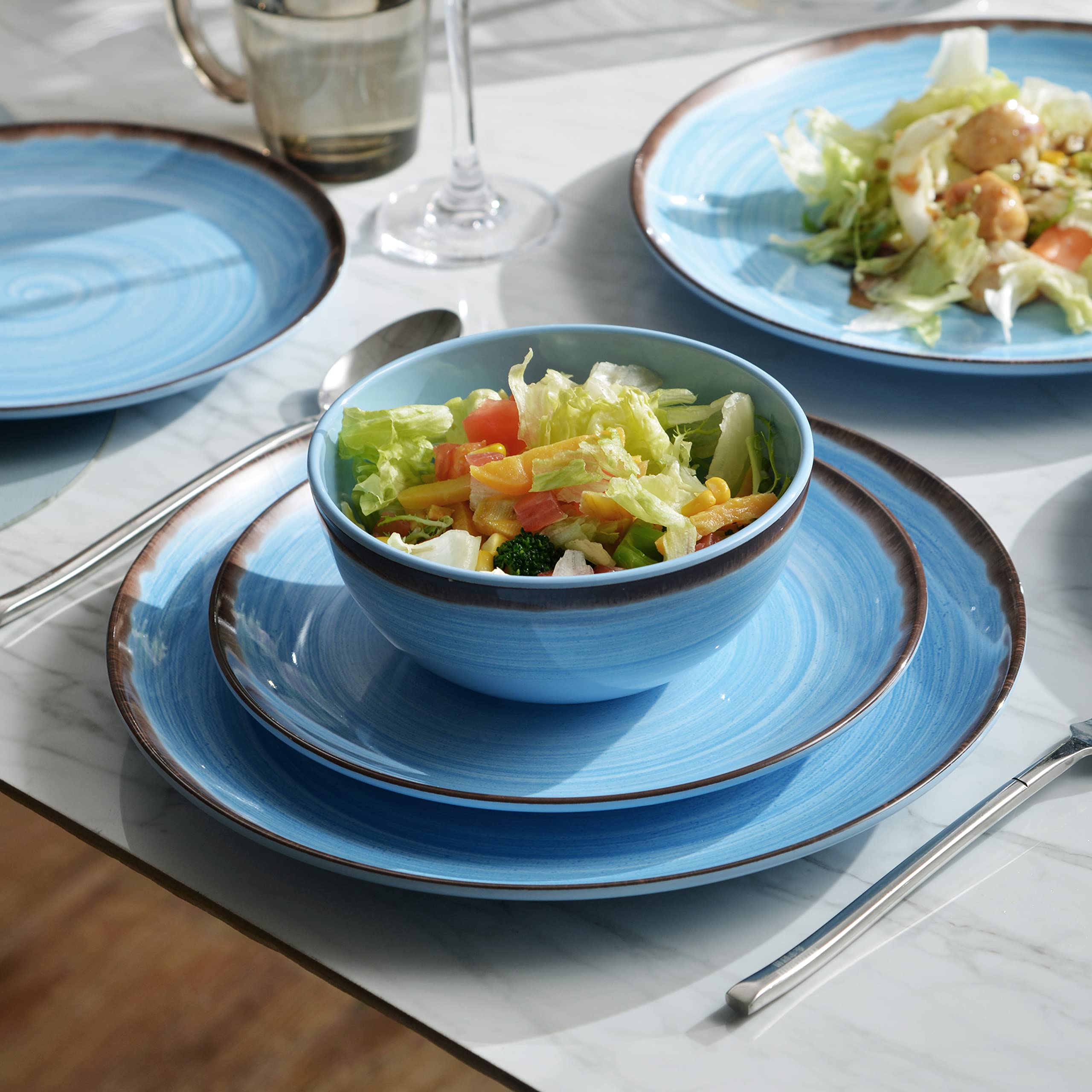 Amazon.co.jp: メラミン食器セット、プレートとボウルセット 4人用、12
